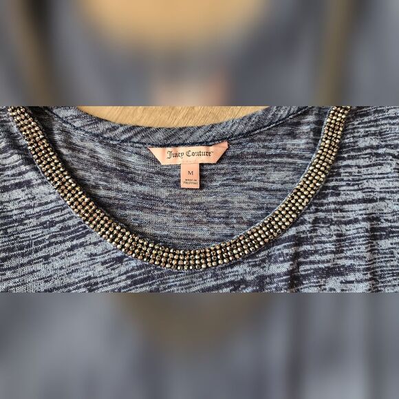 Juicy Couture Cold Shoulder‎ Blue Knit Blouse Women's Medium - Picture 6 of 8